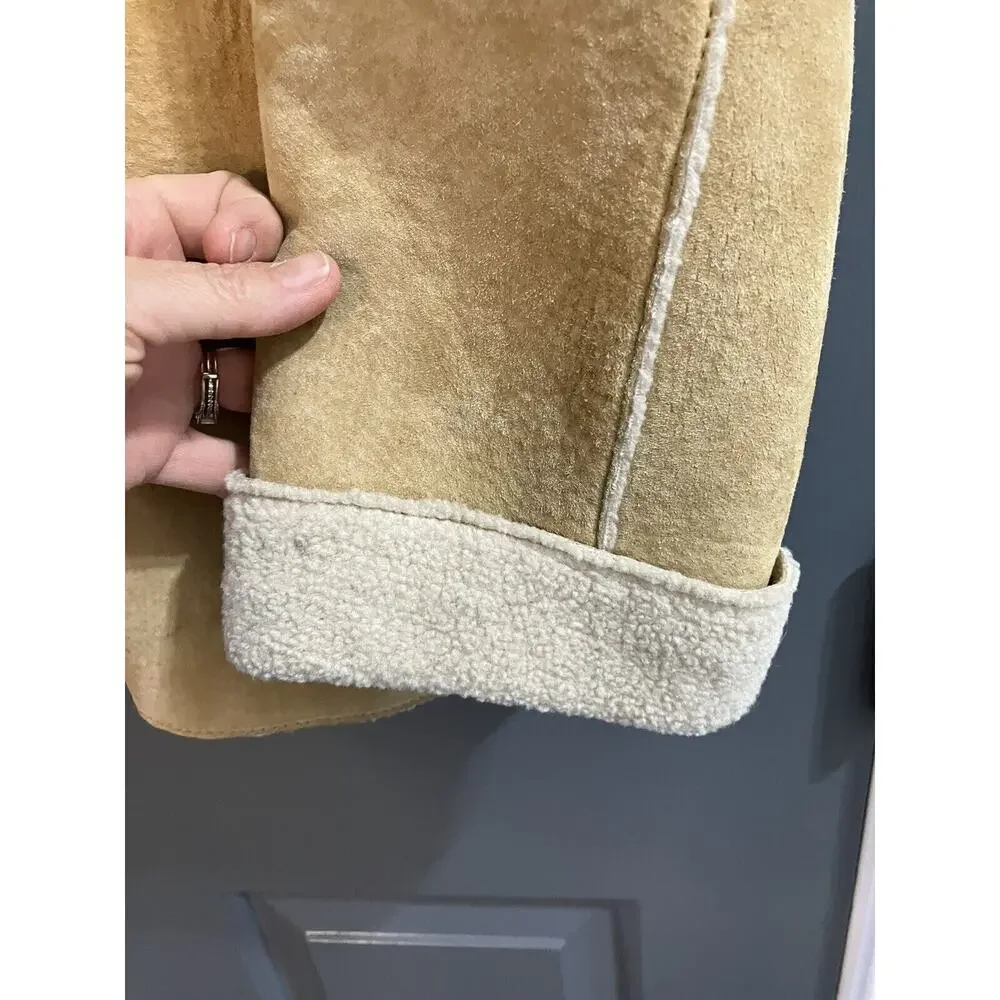 Vintage NY Classic Sports Suede Faux Fur Lined Shearling Jacket Size XL